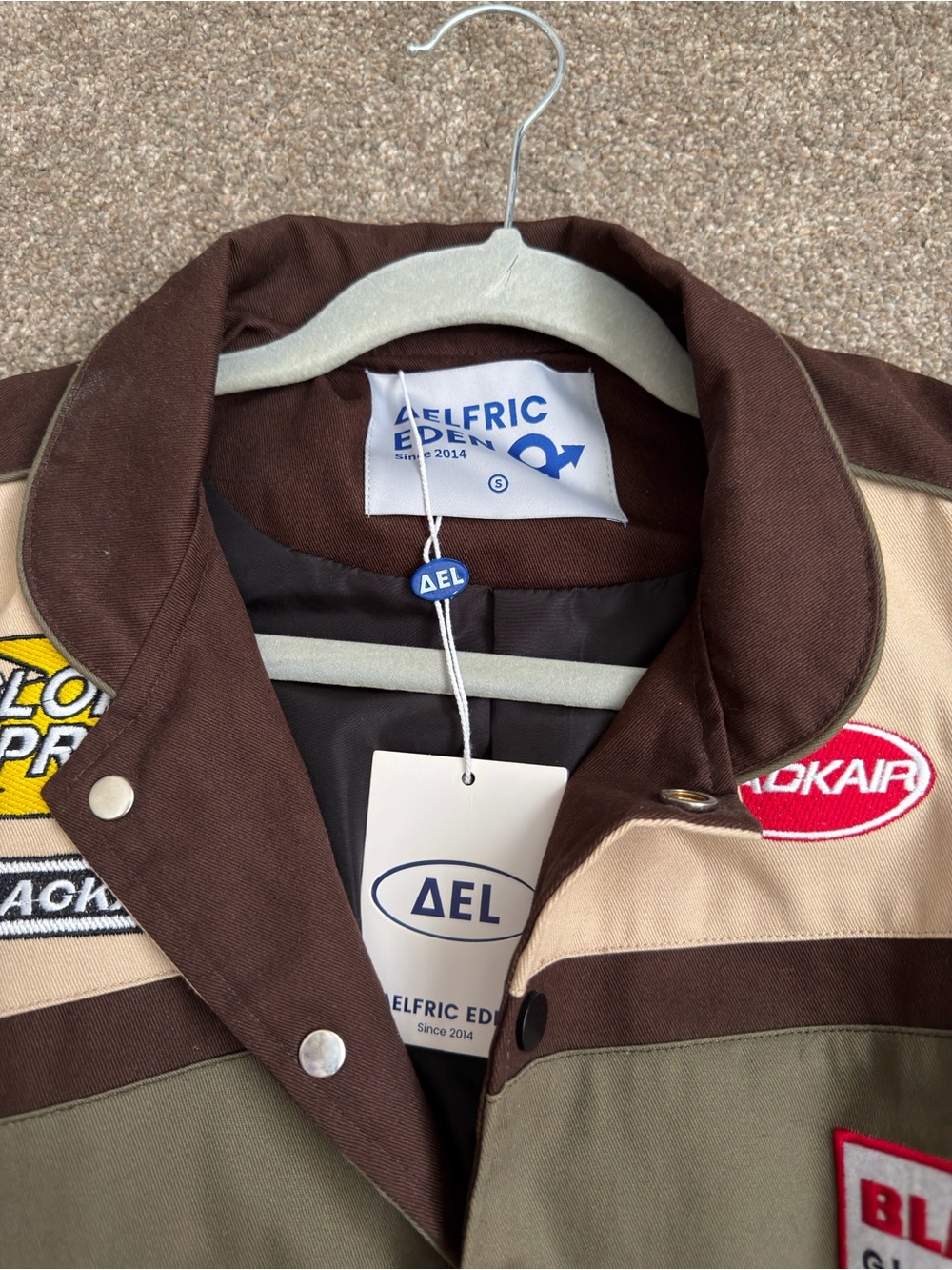 Aelfric Eden Brown, Tan & Olive Colorblock Bomber Jacket - Picture 2 of 3